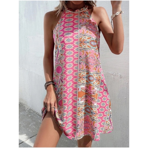 BellanBlue Dresses & Skirts - Boho Paisley Print Halter Mini Dress